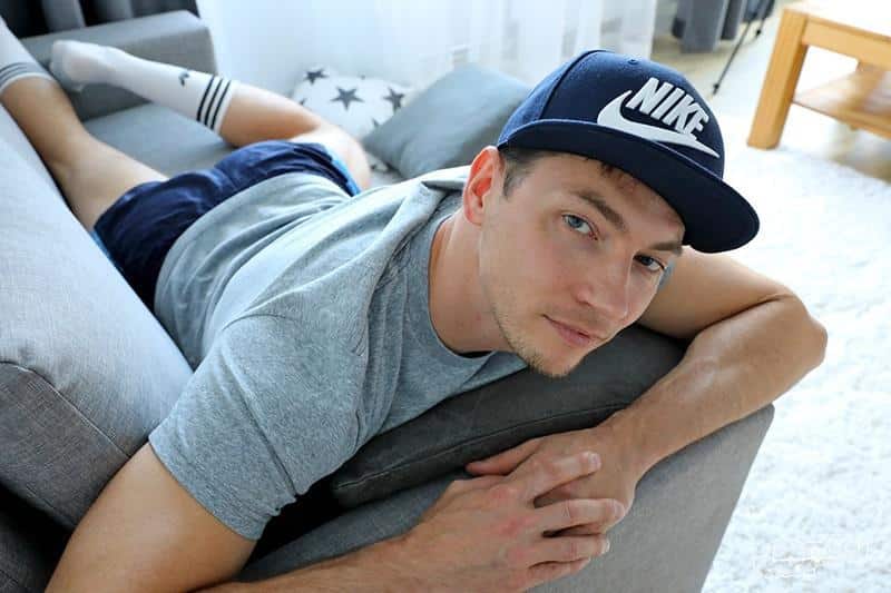 In just white Adidas socks Erik Brieger wanks thick pierced uncut dick spraying jizz all over himself 16 gay porn pics - In just his white Adidas socks Erik Brieger wanks his thick pierced uncut dick spraying jizz all over himself